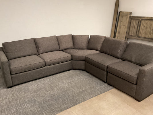 Grey Fabric Curved Sectional Sofa