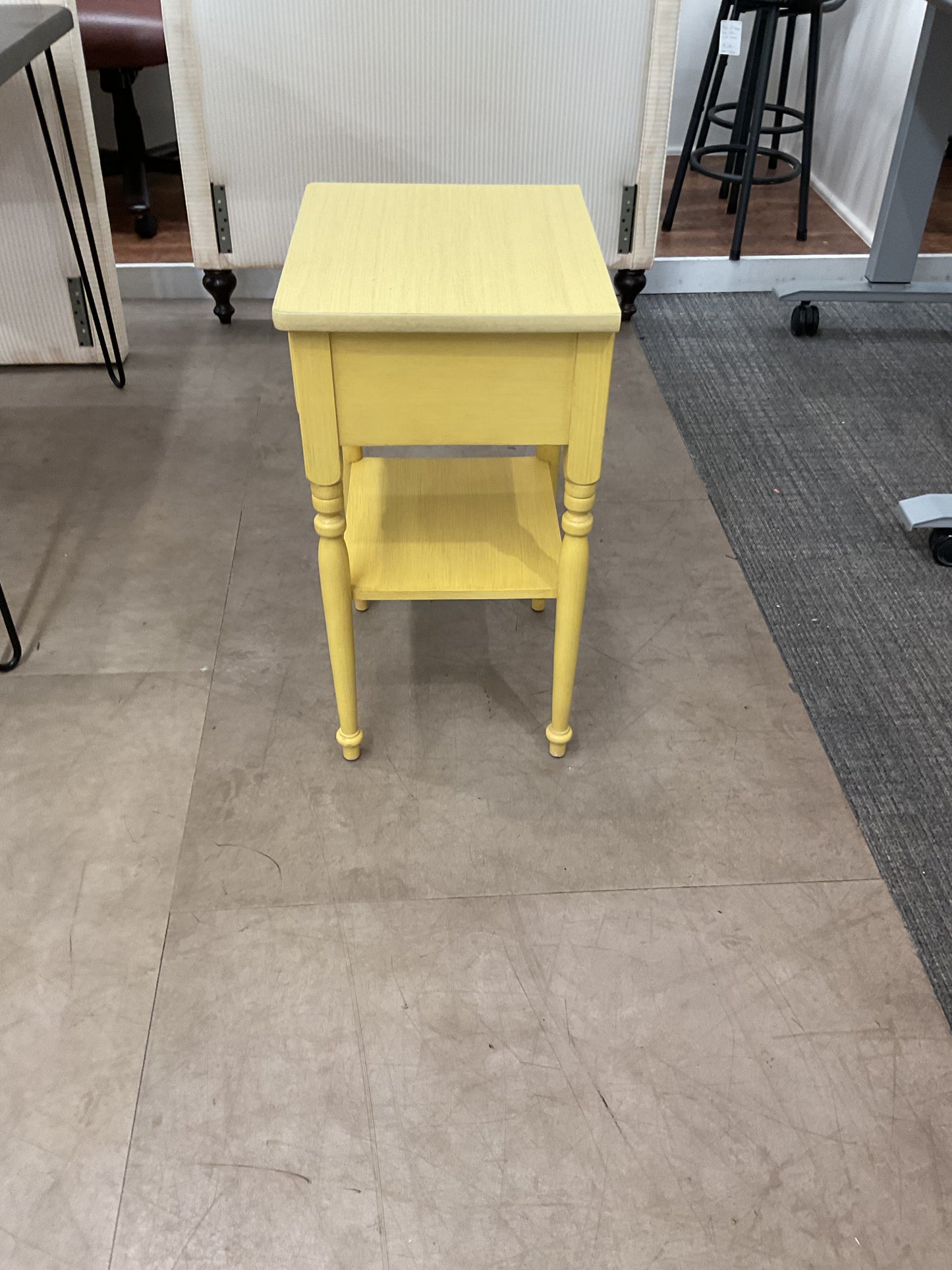 Yellow Single Drawer Nightstand W/Shelf