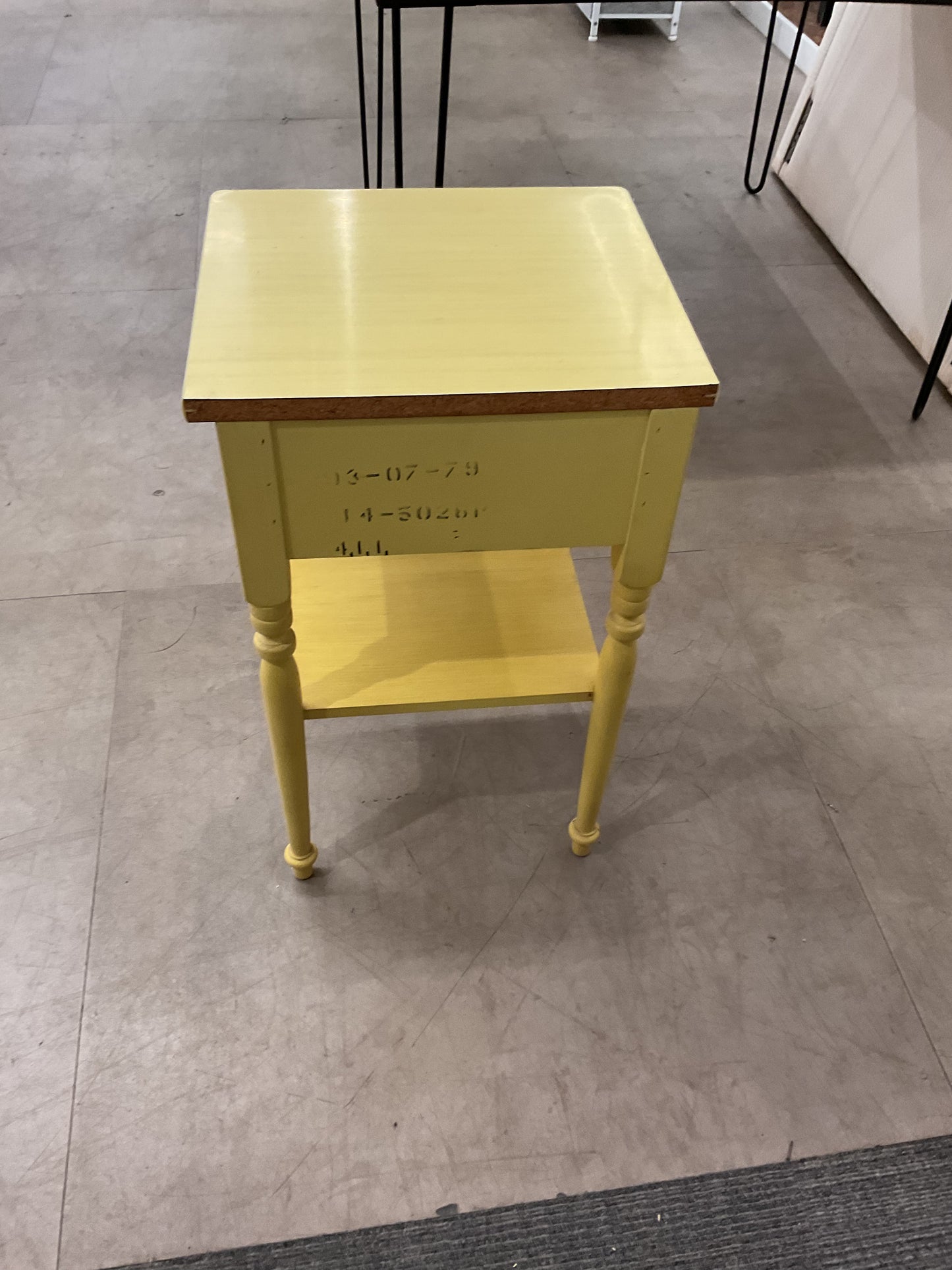 Yellow Single Drawer Nightstand W/Shelf