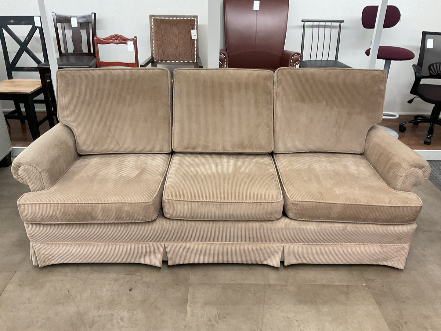 Tan Corduroy Sofa
