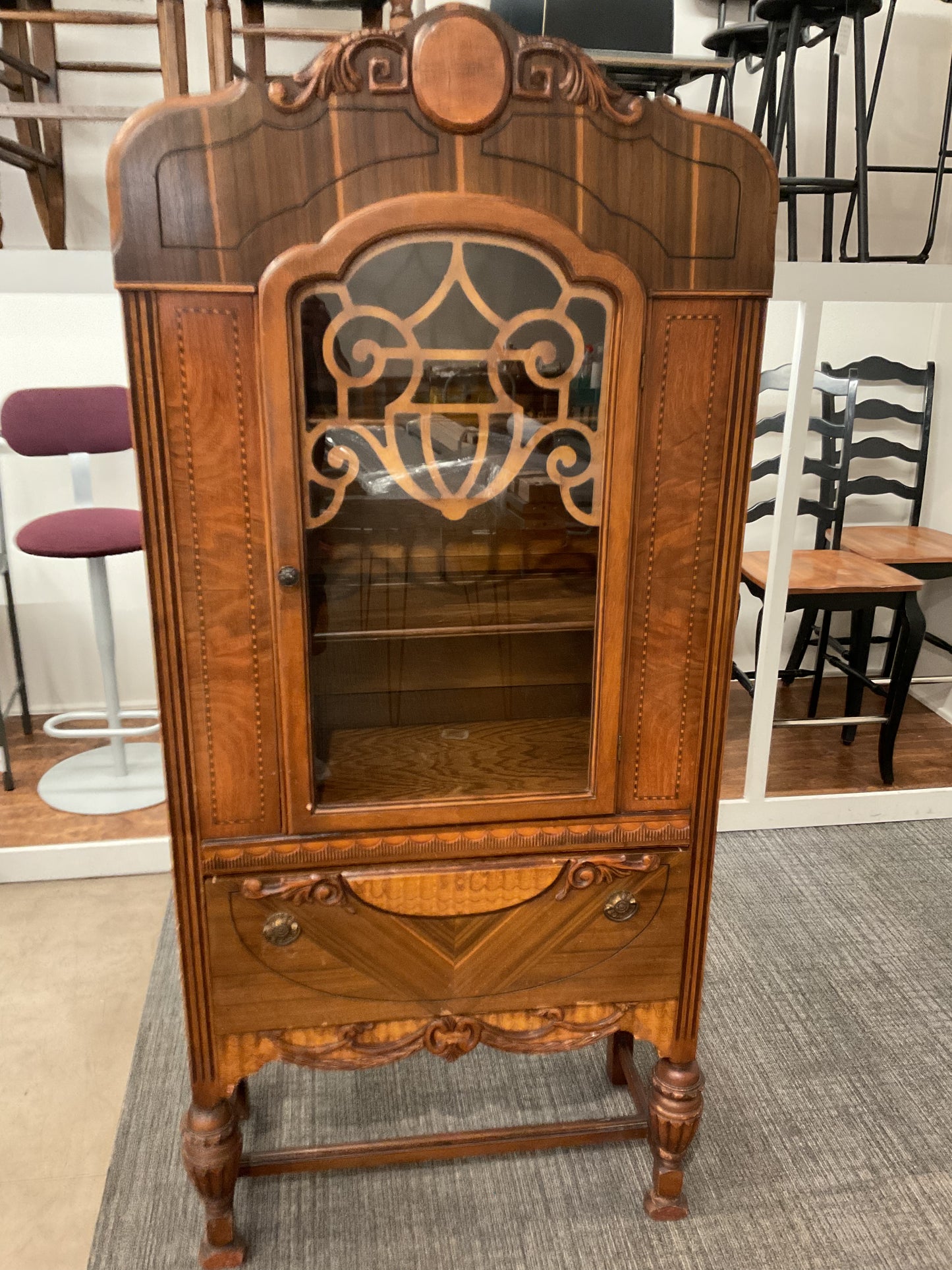 Intricate Antique Curio Cabinet