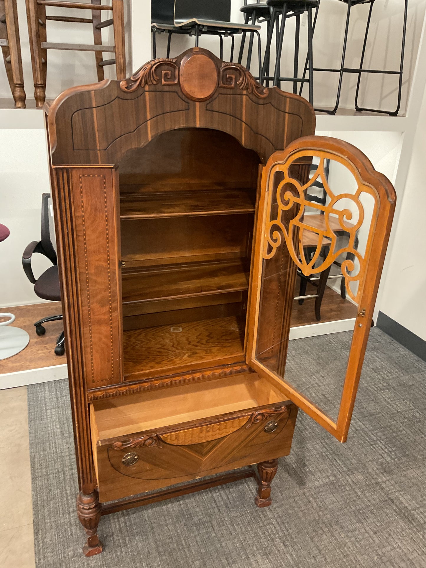 Intricate Antique Curio Cabinet