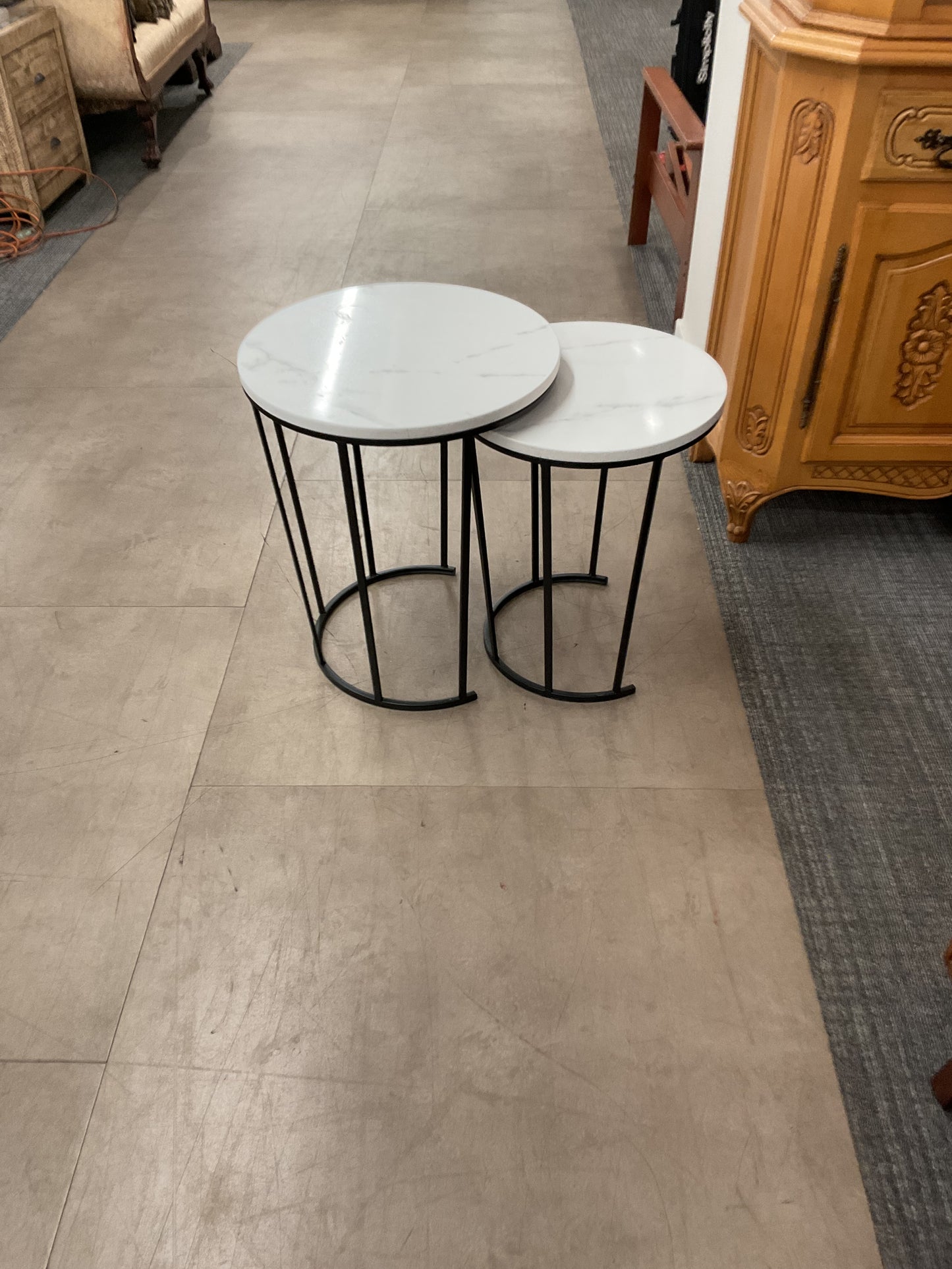 Nesting Side Tables W/Faux Marble Top