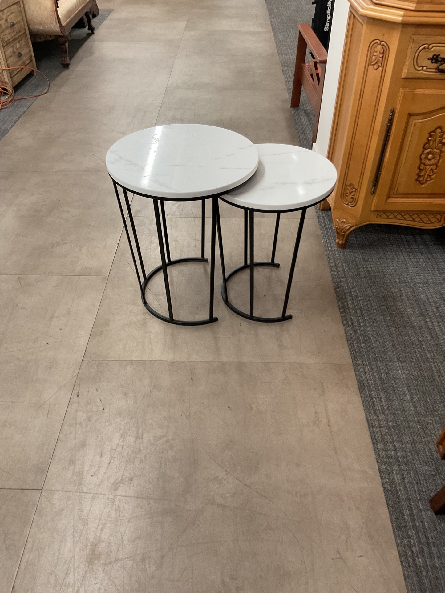 Nesting Side Tables W/Faux Marble Top