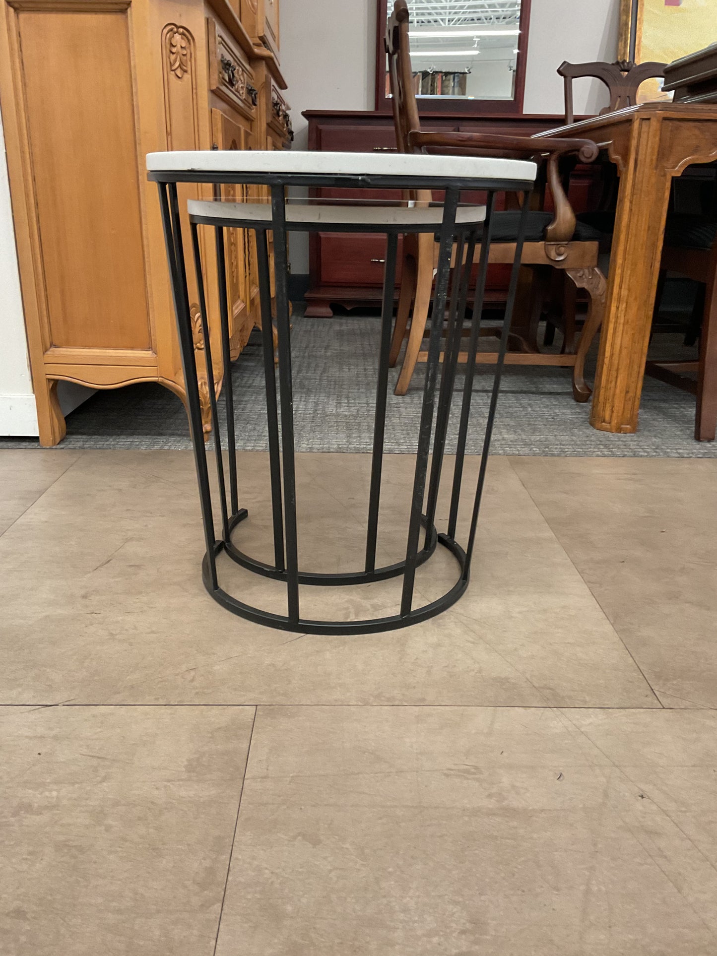 Nesting Side Tables W/Faux Marble Top