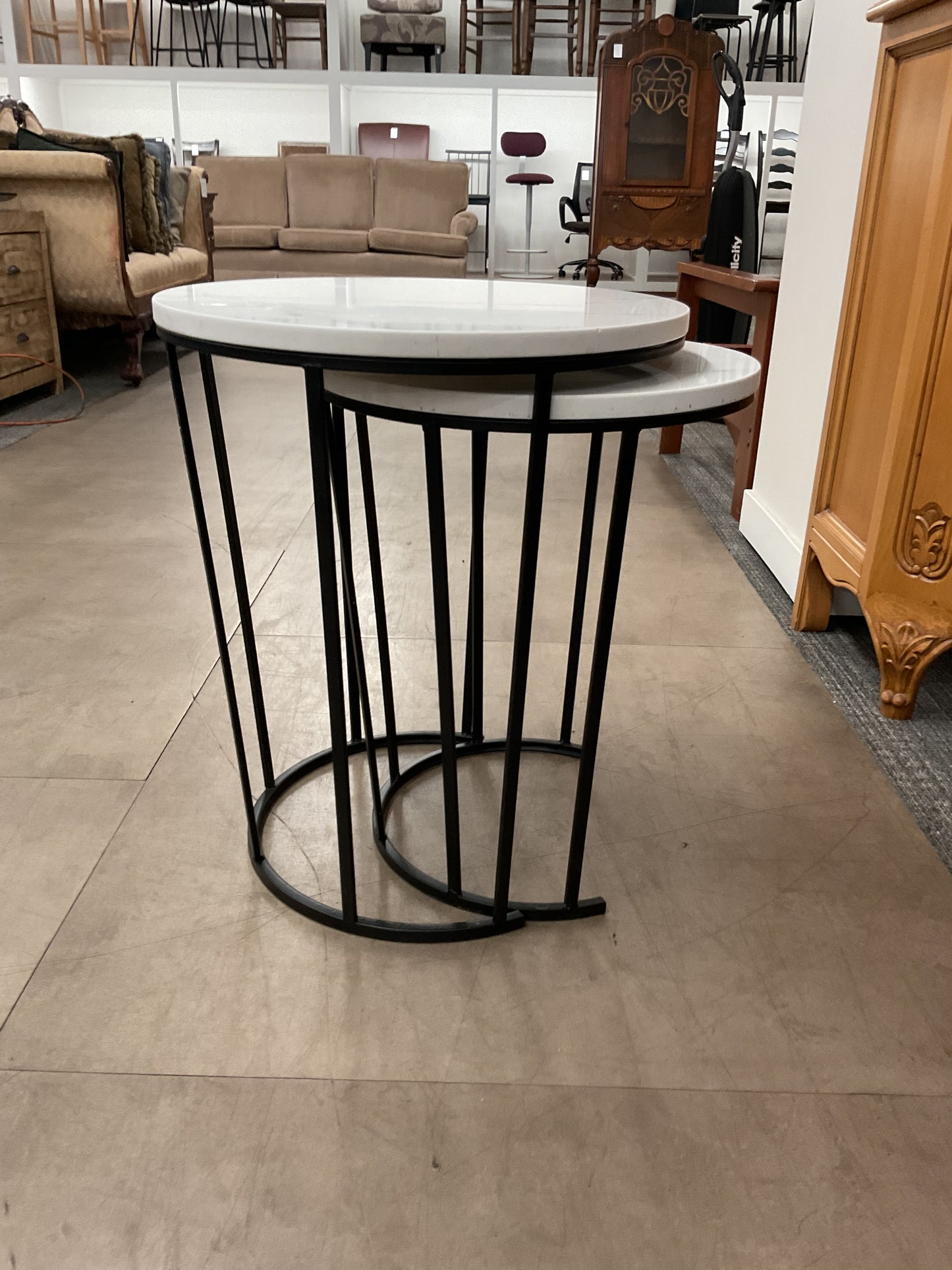 Nesting Side Tables W/Faux Marble Top