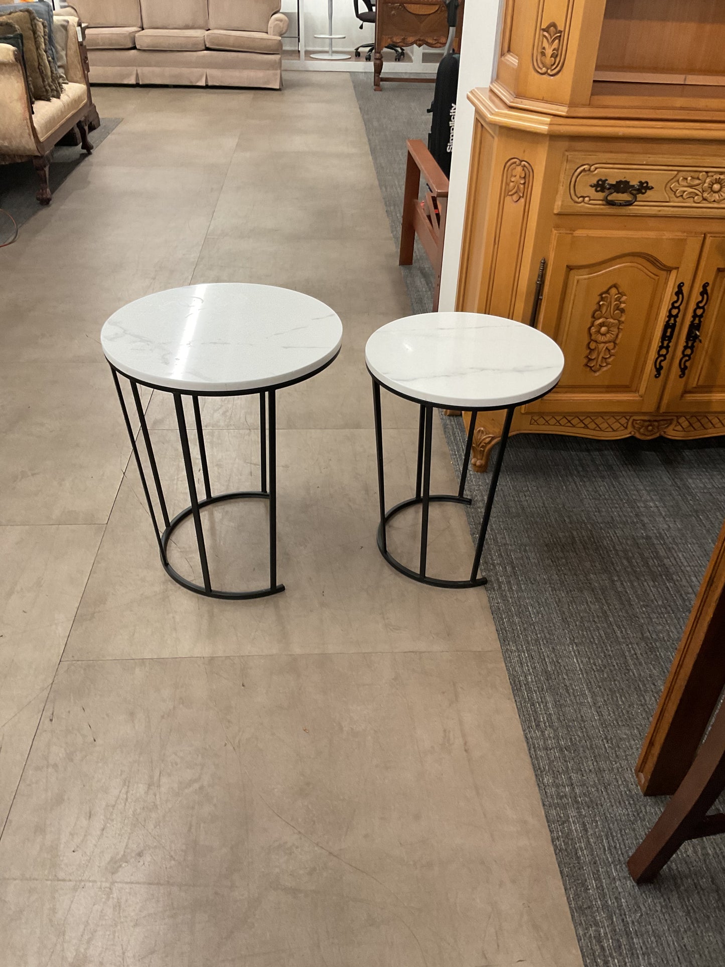 Nesting Side Tables W/Faux Marble Top
