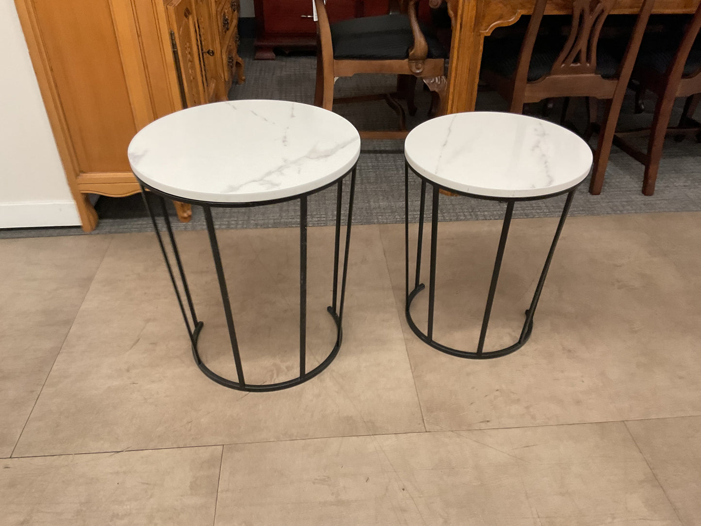 Nesting Side Tables W/Faux Marble Top