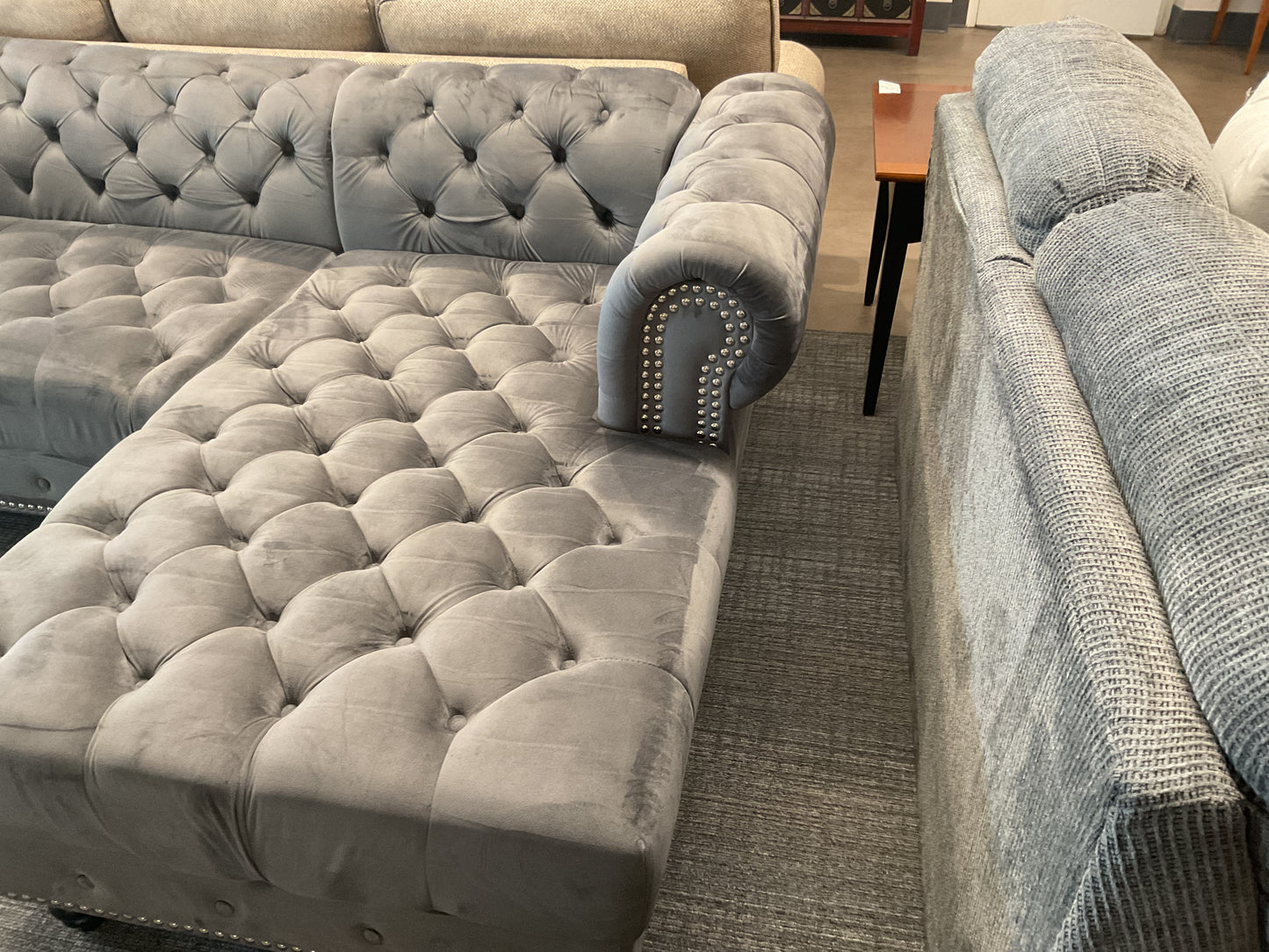 Chesterfield Sectional Sofa W/Nailhead Trim