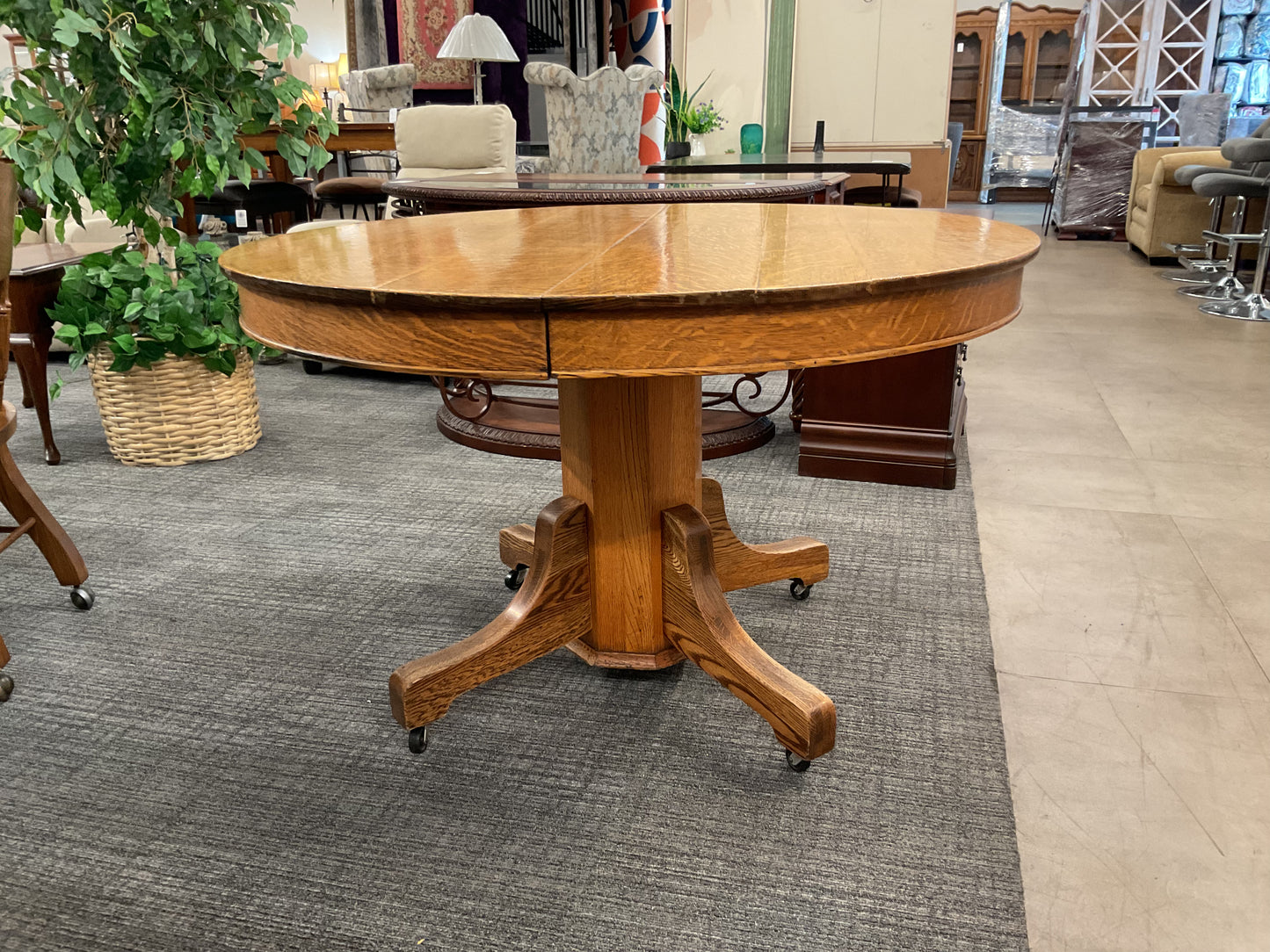 Rolling Oak Dining Table