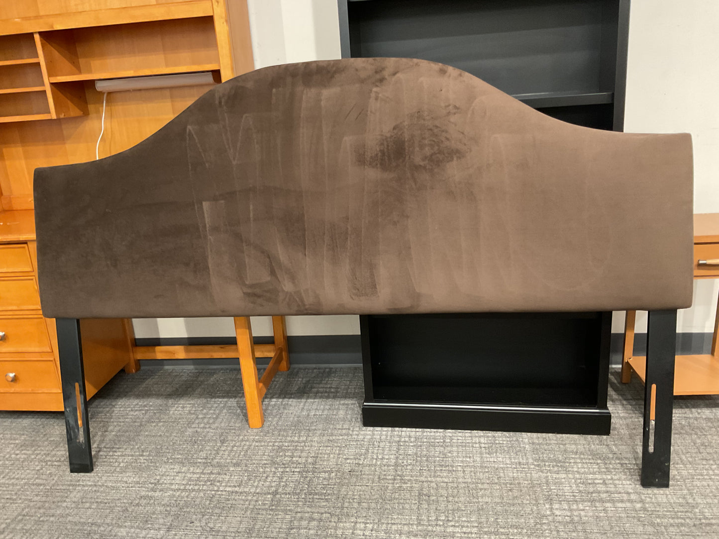 Brown Velvety King Headboard (B032)