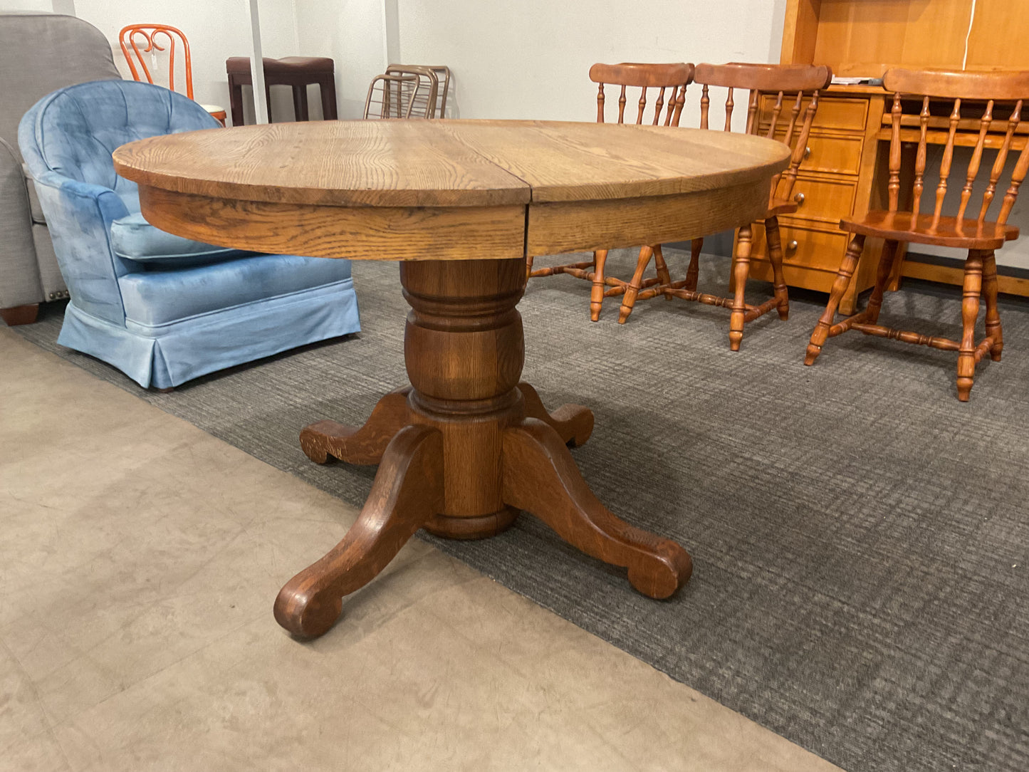 Round Oak Pedestal Dining Set
