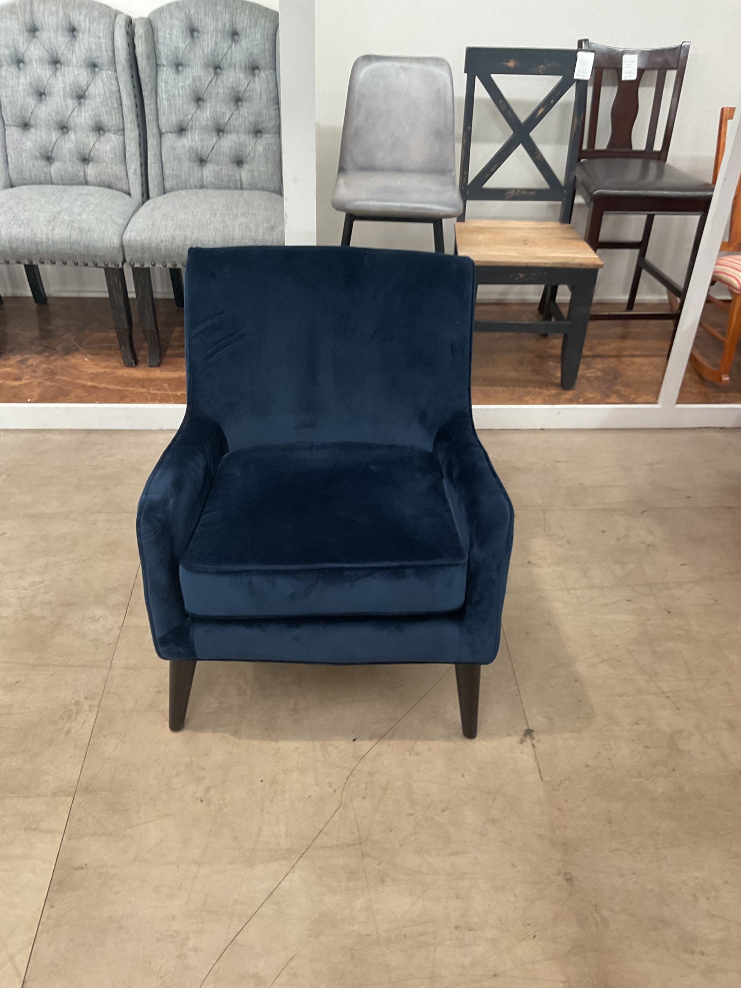 Deep Blue Velvet Accent Chair
