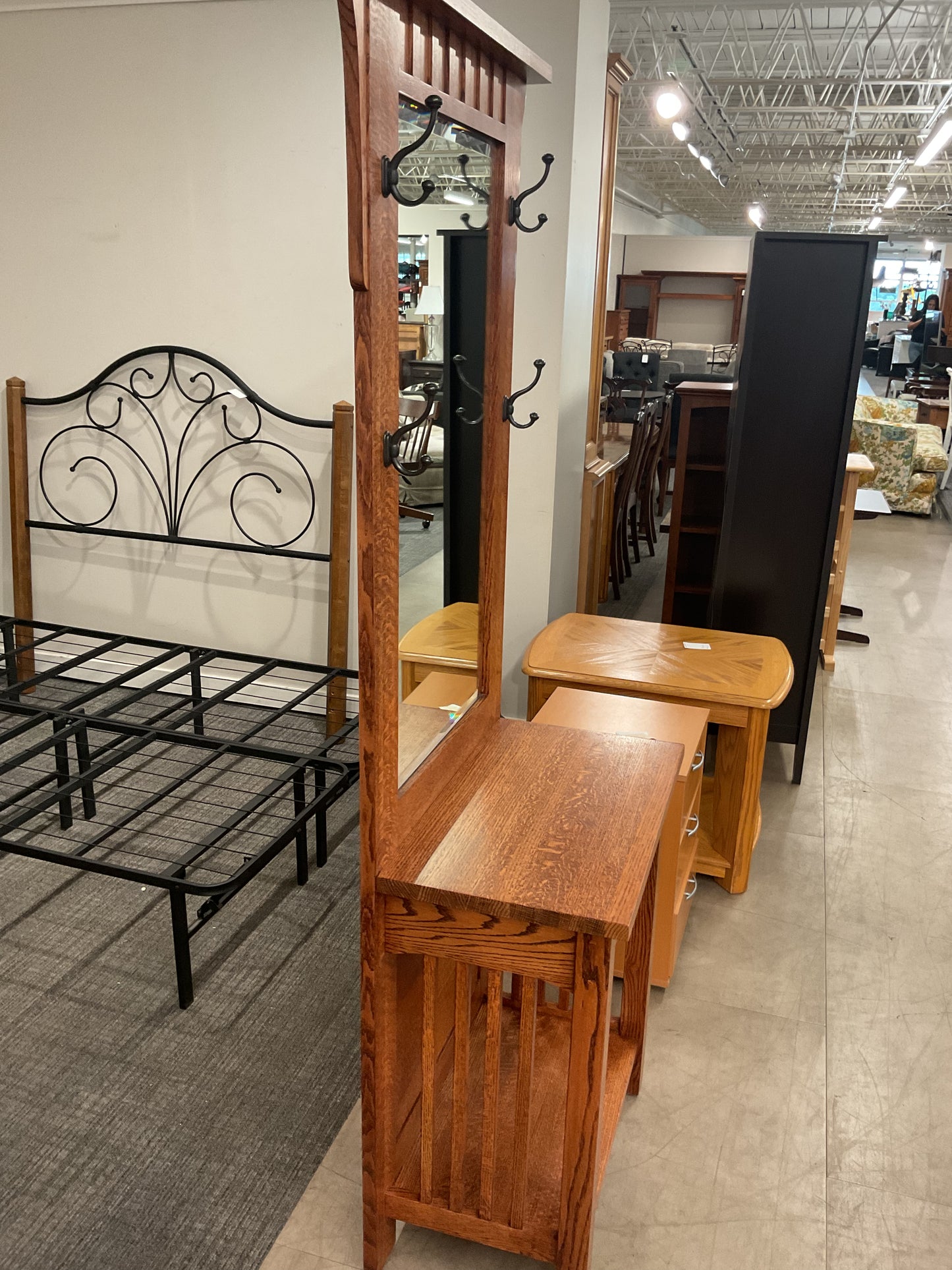Mission Oak Hall Tree W/Mirror