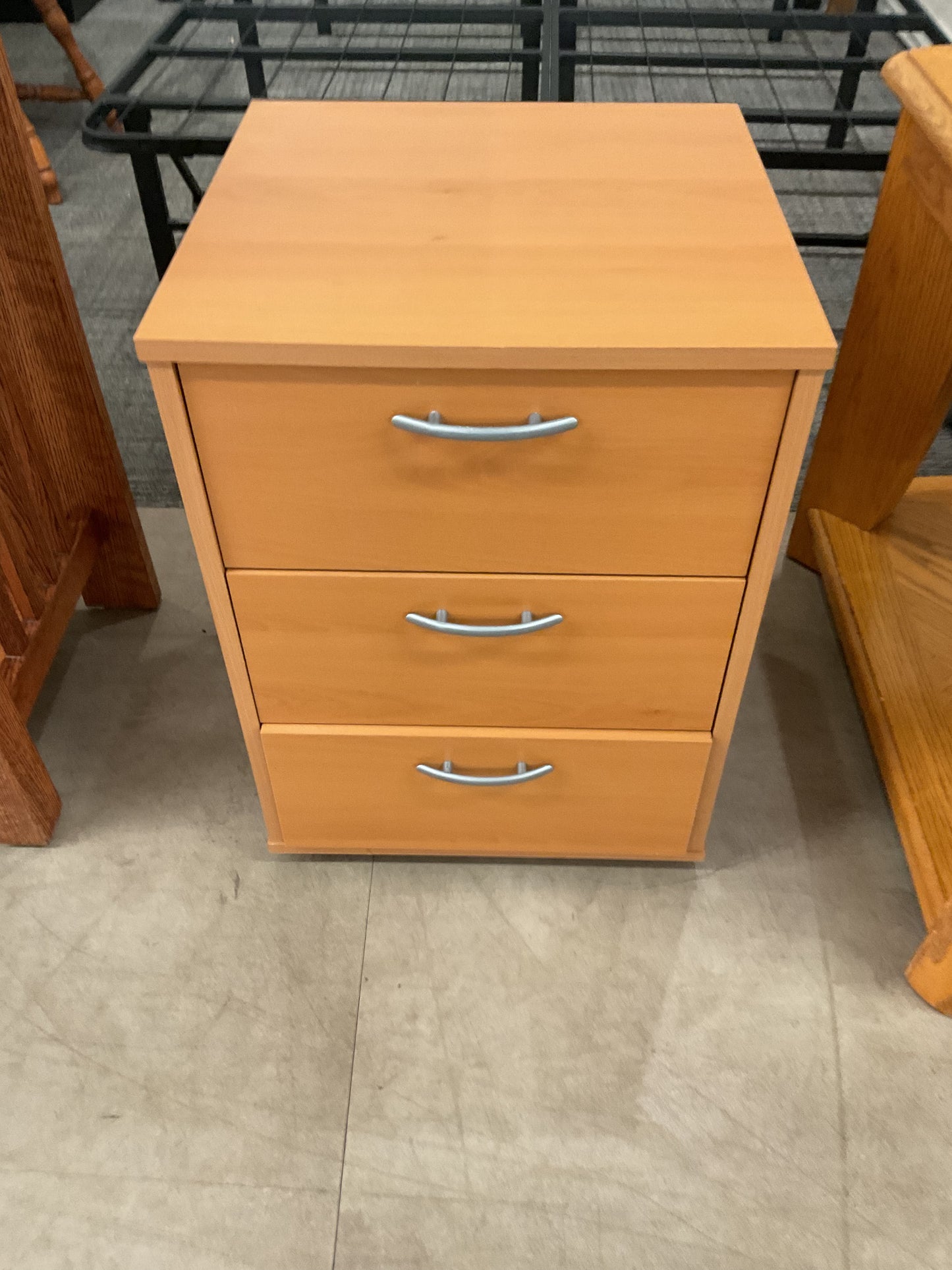 3-Drawer Light Wood Nightstand