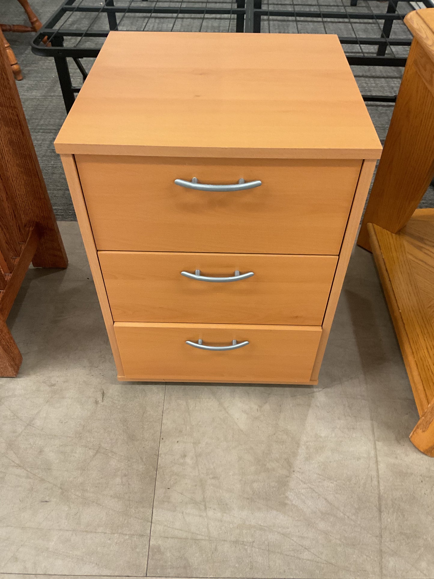 3-Drawer Light Wood Nightstand