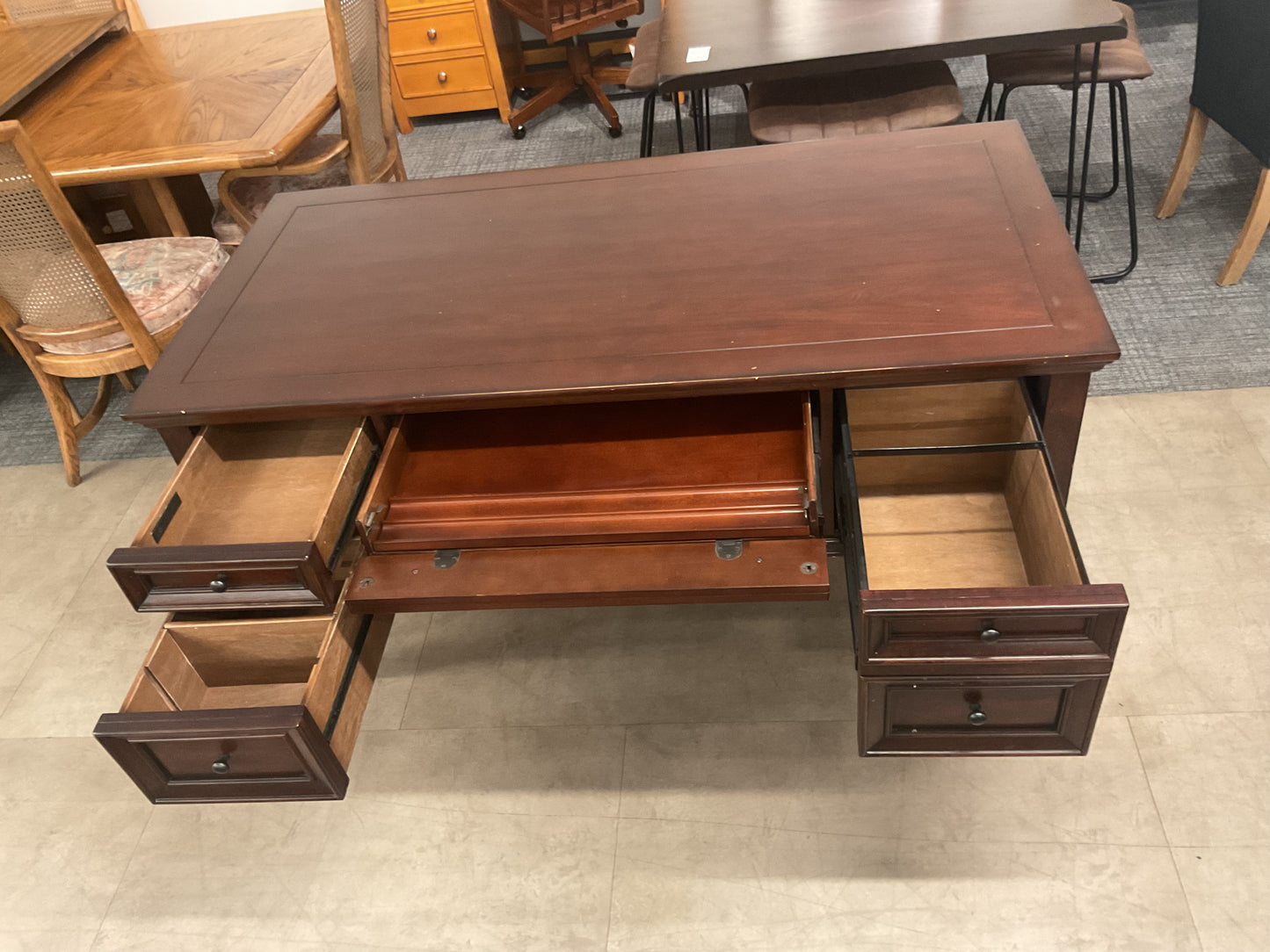 Traditional Dark Wood Executive Desk