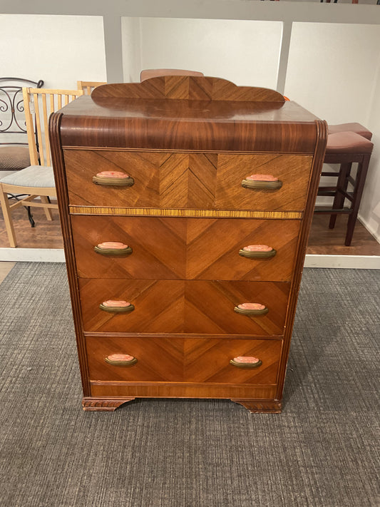 Vintage Waterfall Tallboy Dresser