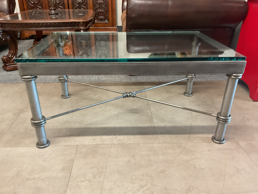 Heavy Metal Glass Coffee Table