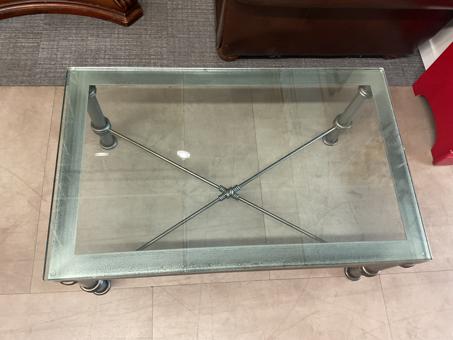 Heavy Metal Glass Coffee Table