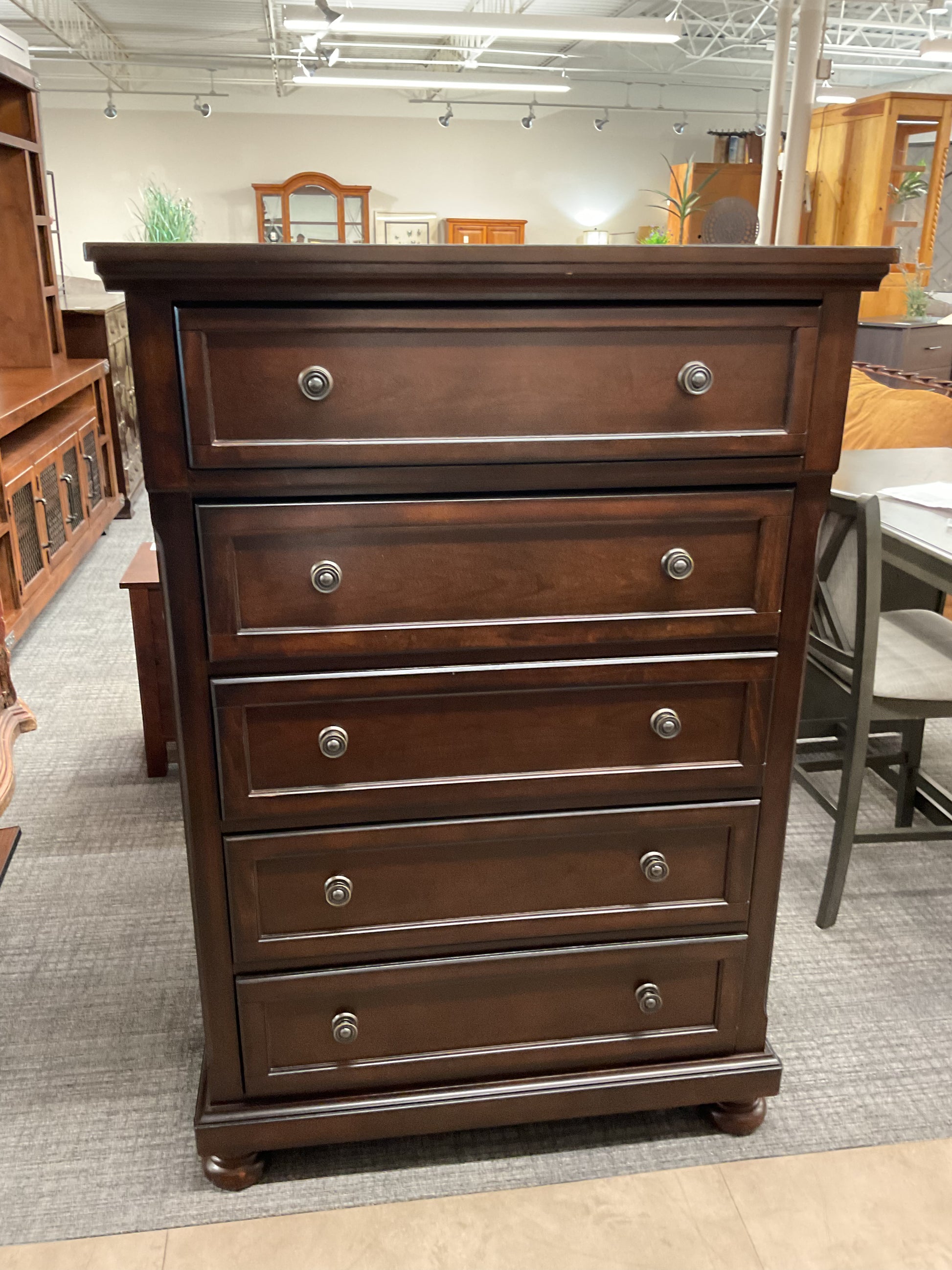 dark wooden dresser Shaker Solid Wood 6-Drawer Grain Wood Furniture Color: Natural With beautiful drawers that enhance your decor while offering generous and durable storage LuxenHome Modern Walnut Finish 6-Drawer