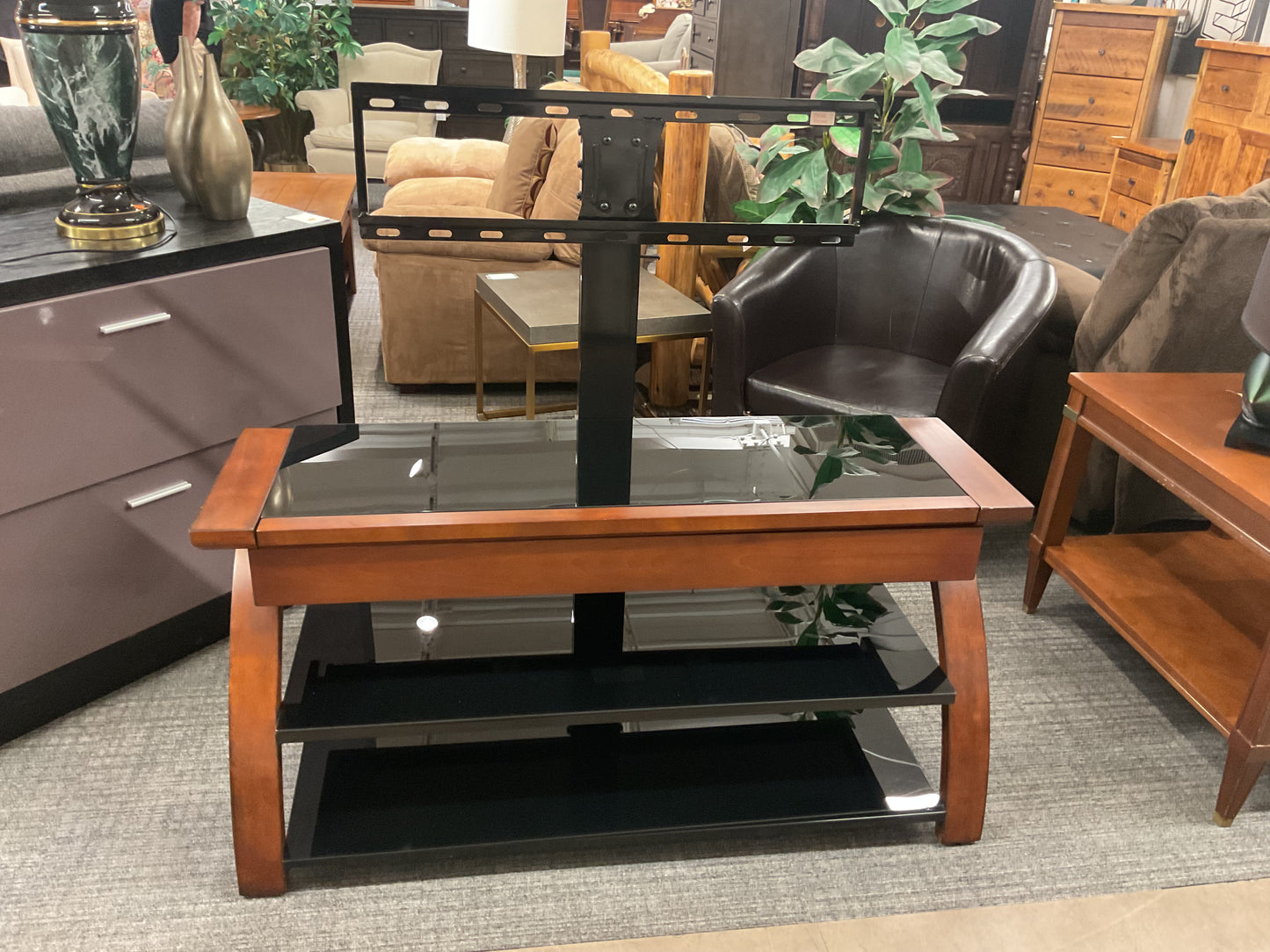 Glass On Wood TV Stand