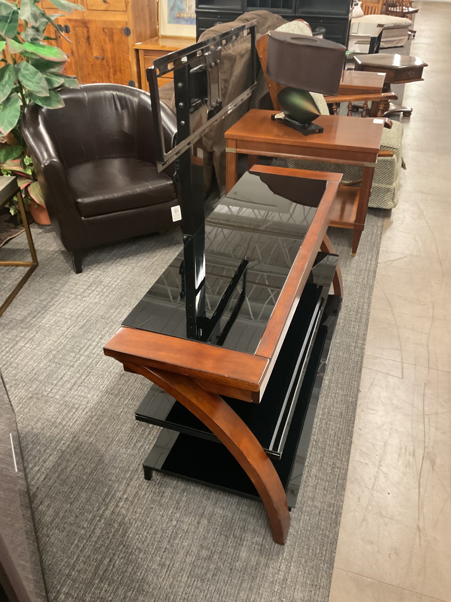Glass On Wood TV Stand
