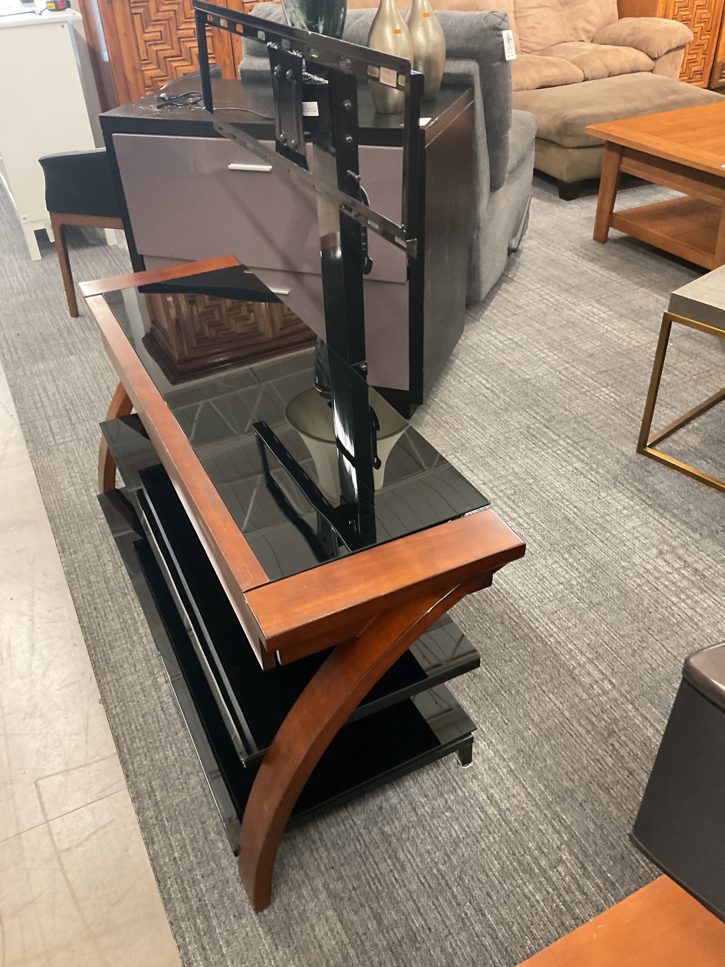 Glass On Wood TV Stand