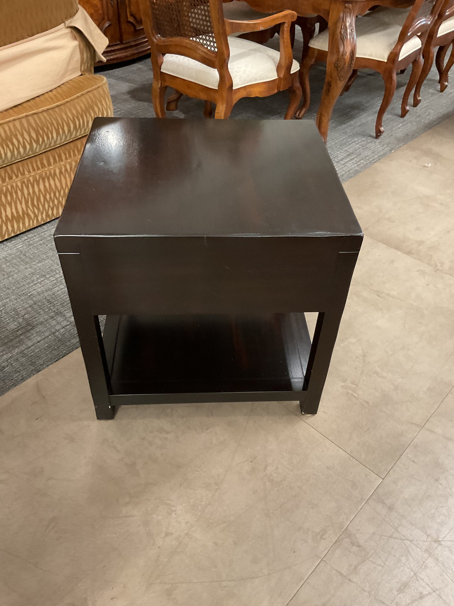 Dark Brown End Table with Drawer and Shelf