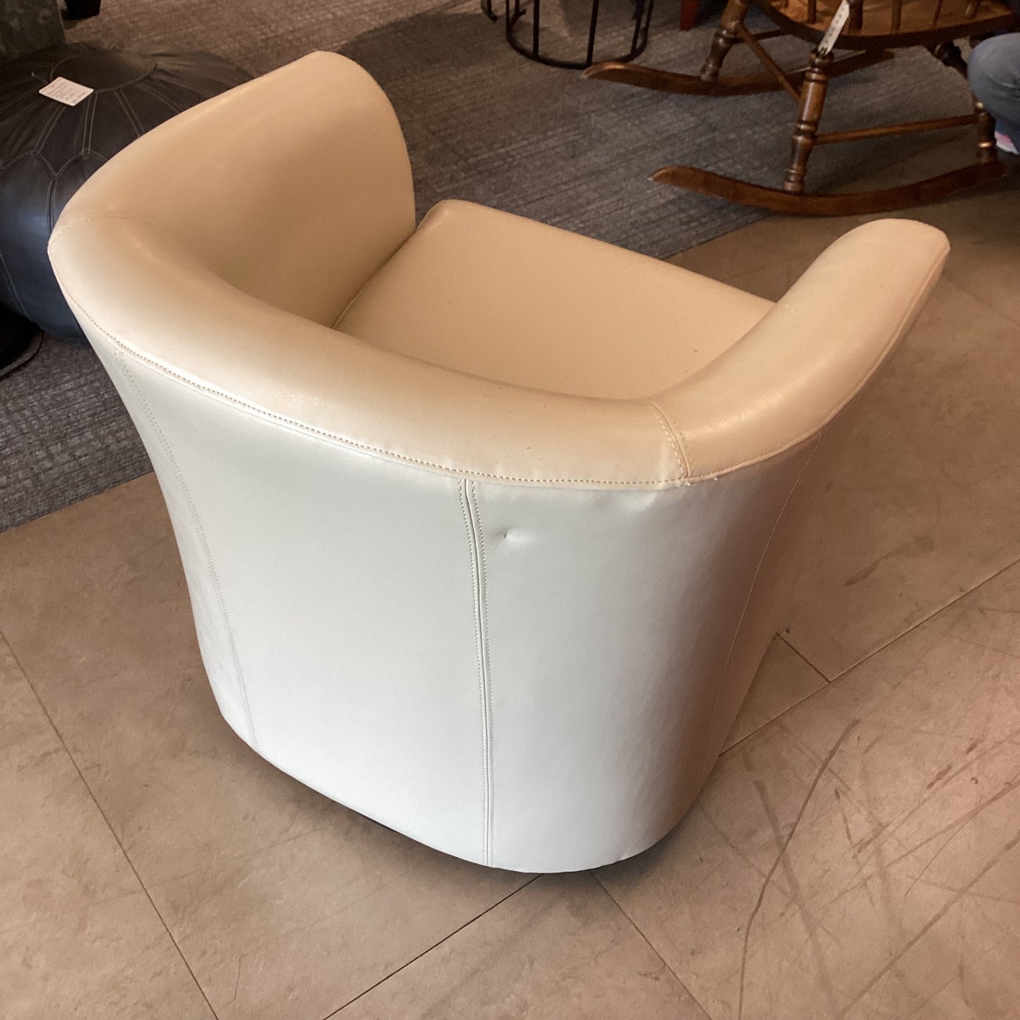 Beige Swivel Barrel Chair