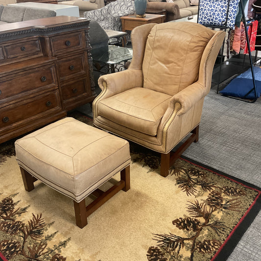 Luxurious Wingback Chair & Ottoman