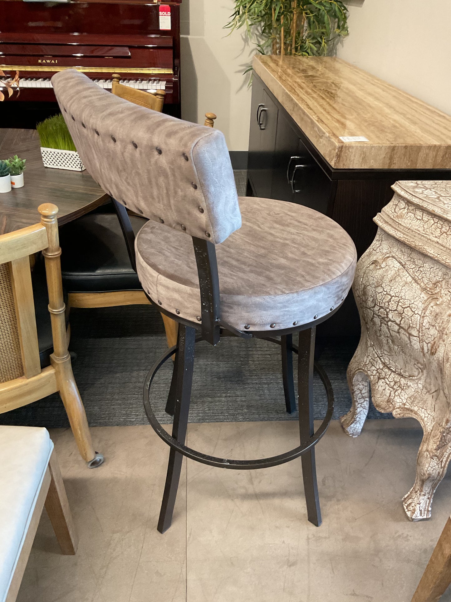 Wavy Suede Barstool