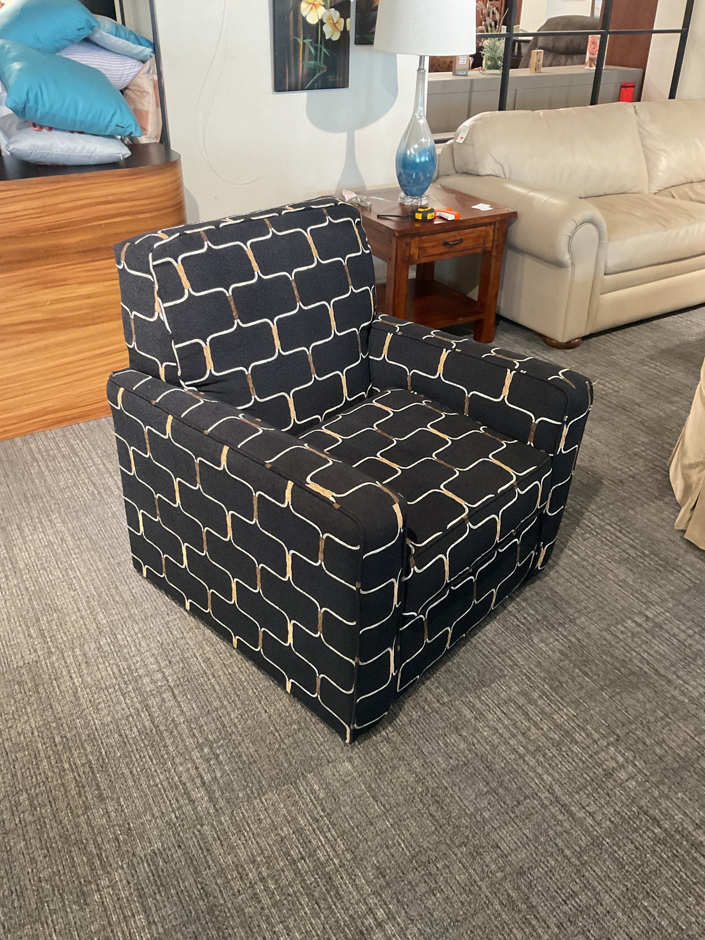 Black + Gold Bold Swivel Chair