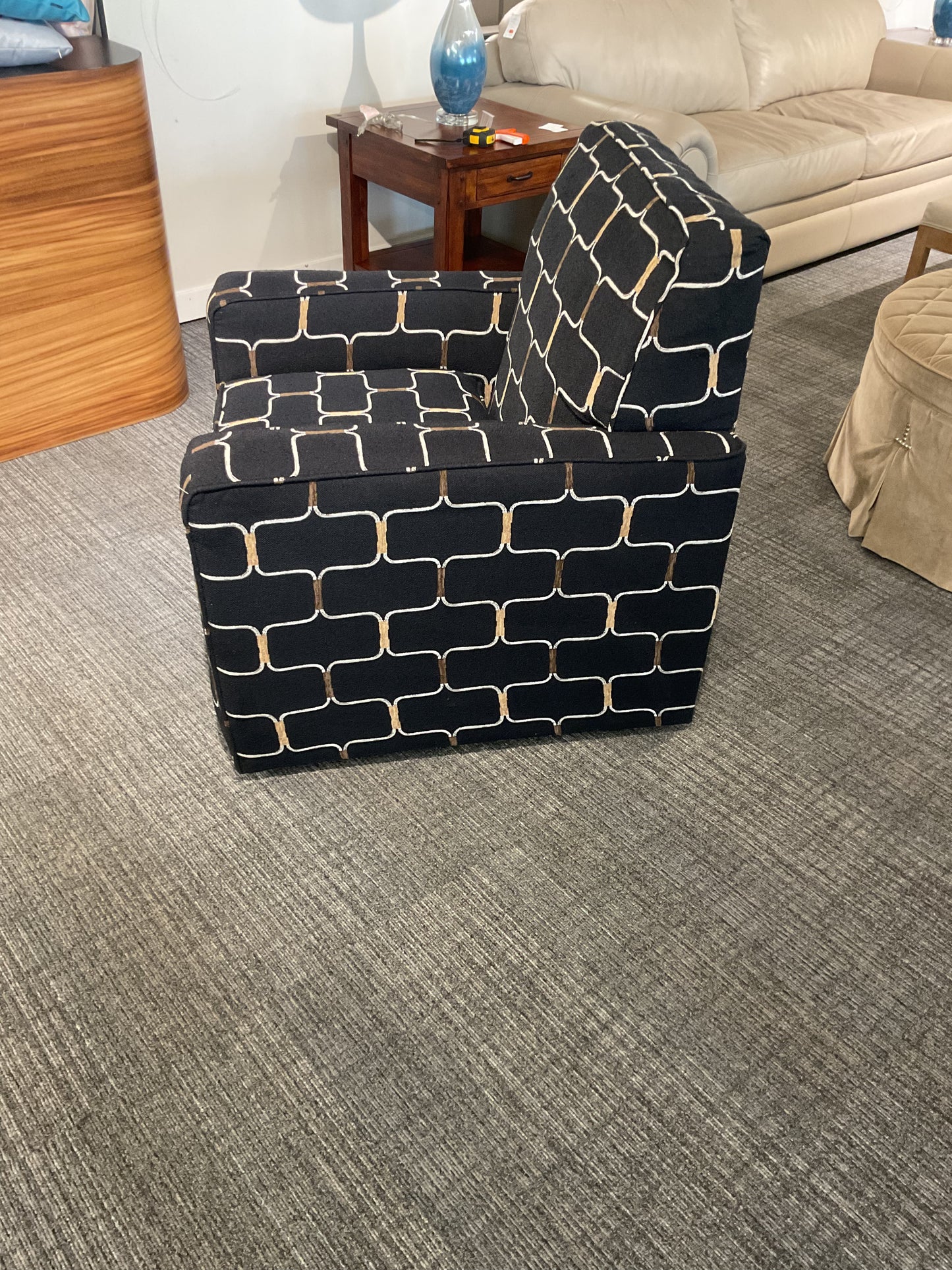 Black + Gold Bold Swivel Chair