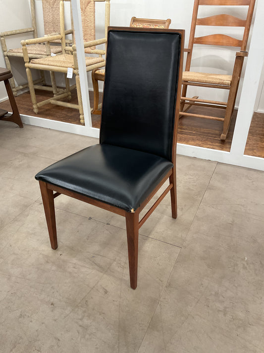 Walnut & Black Leather Chair