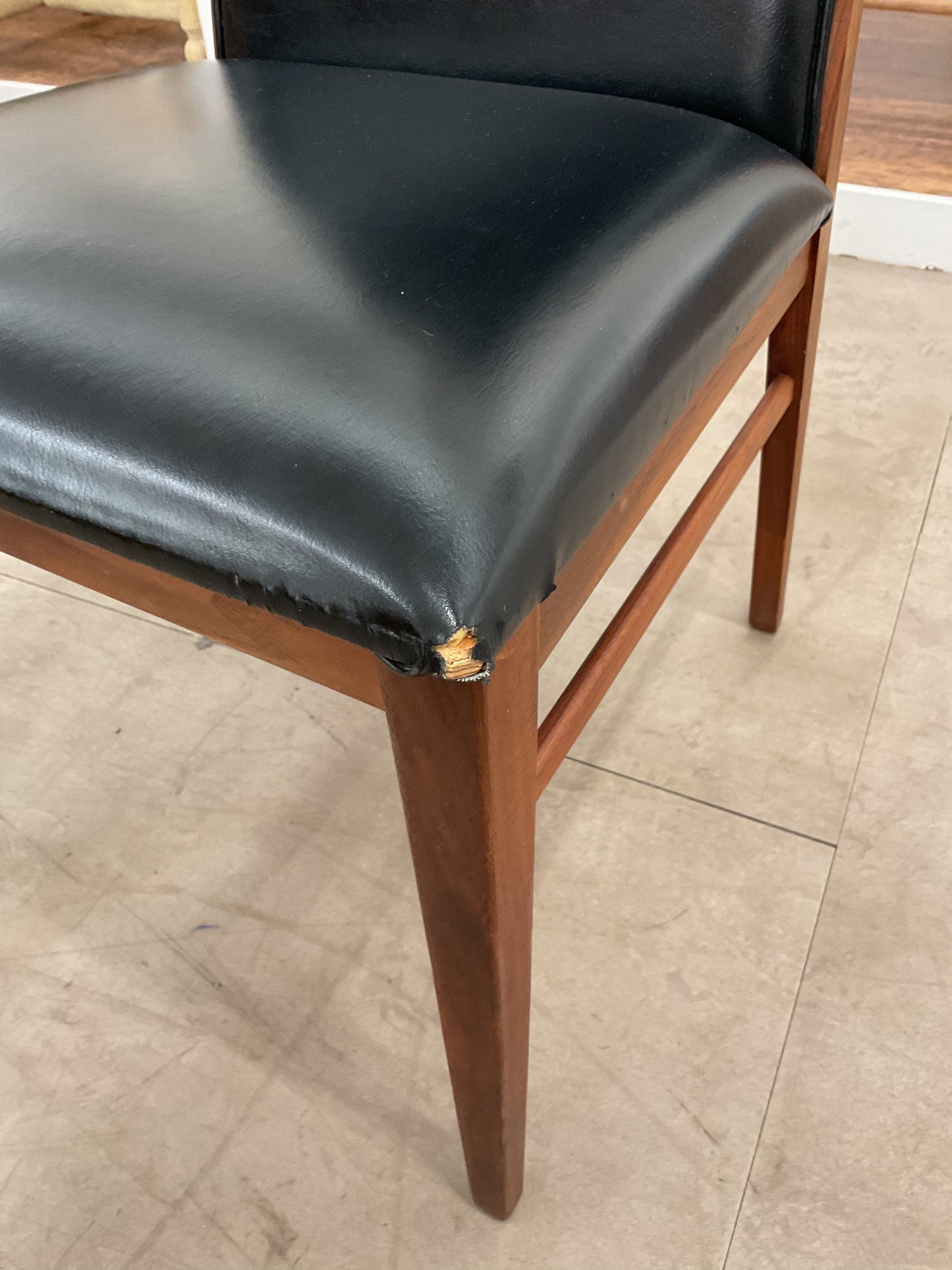 Walnut & Black Leather Chair