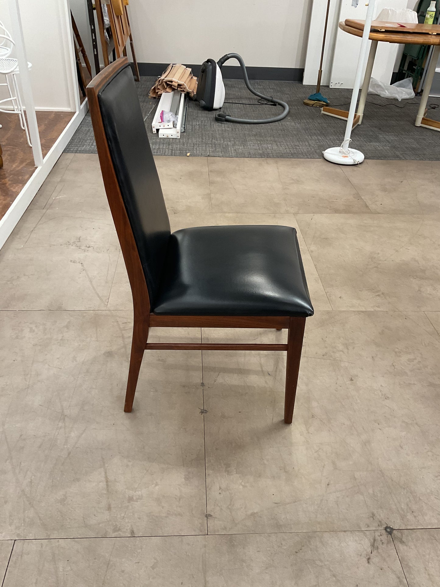 Walnut & Black Leather Chair