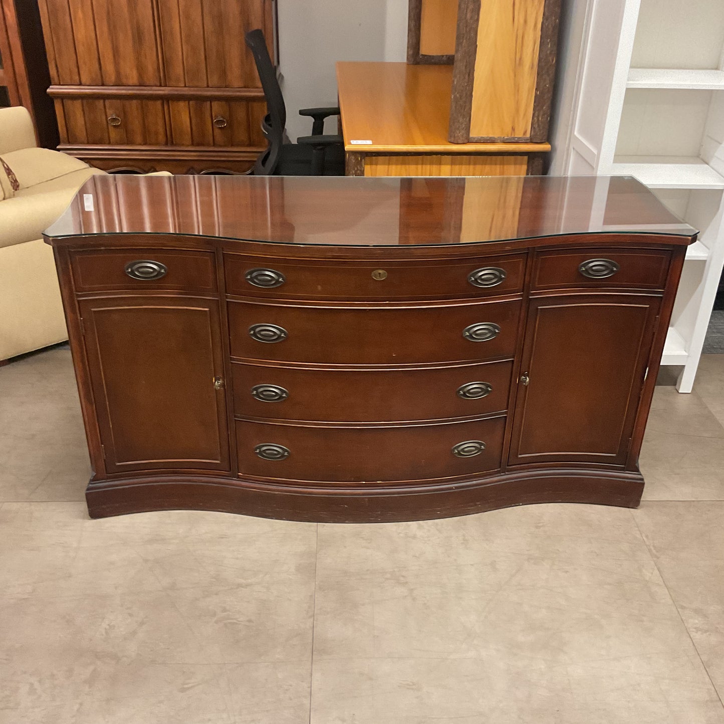 Vintage Serpentine Mahogany Buffet