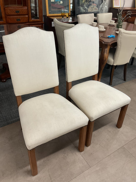 Beige Stud Chair Pair