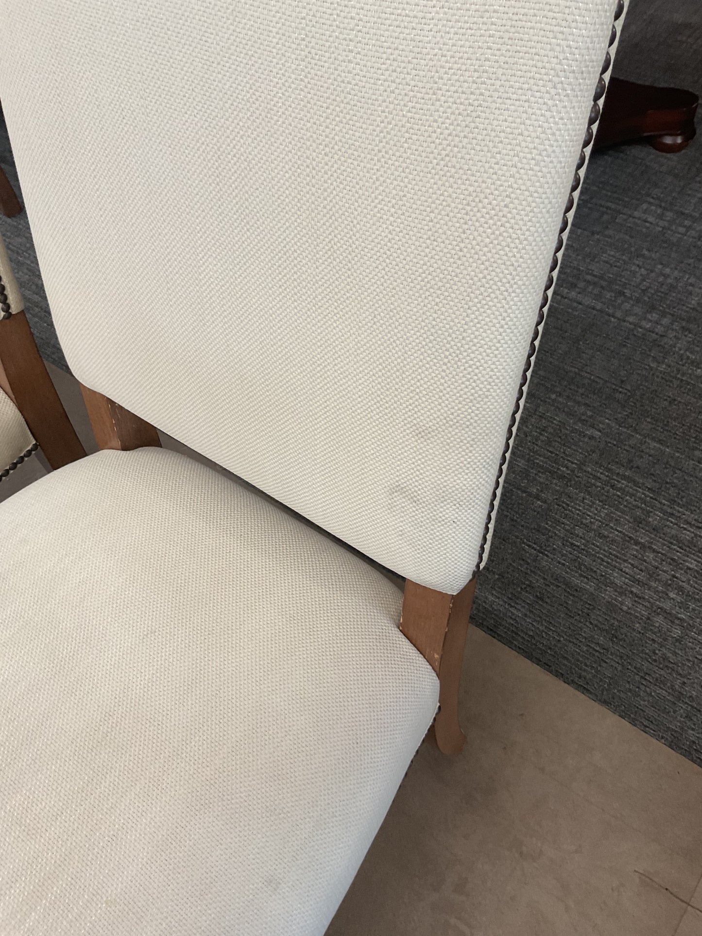 Beige Stud Chair Pair