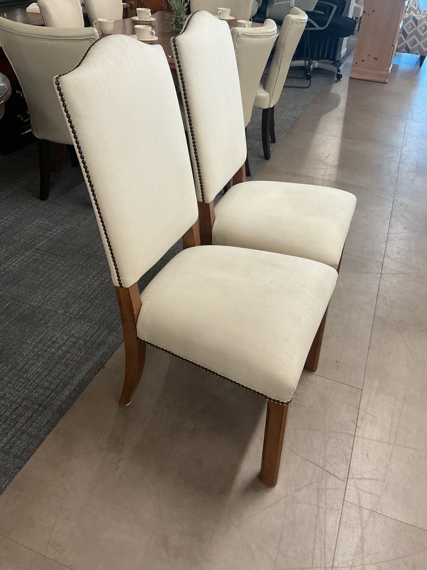 Beige Stud Chair Pair