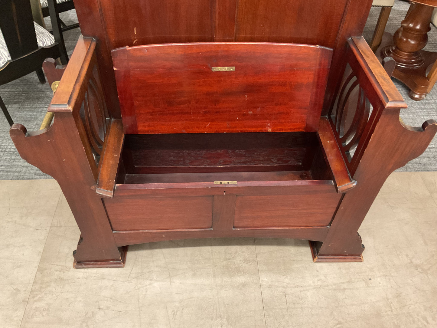 Antique Hall Tree W/Mirror & Bench