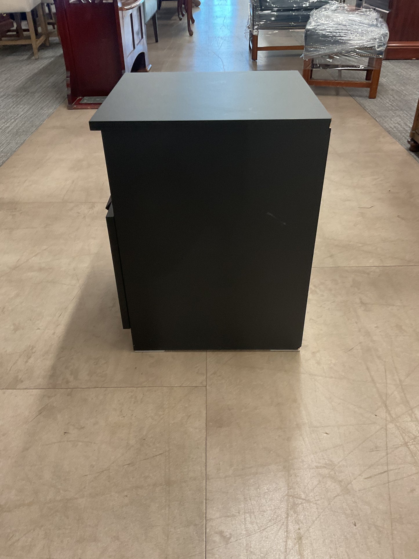 Black Nightstand W/Frosted Glass