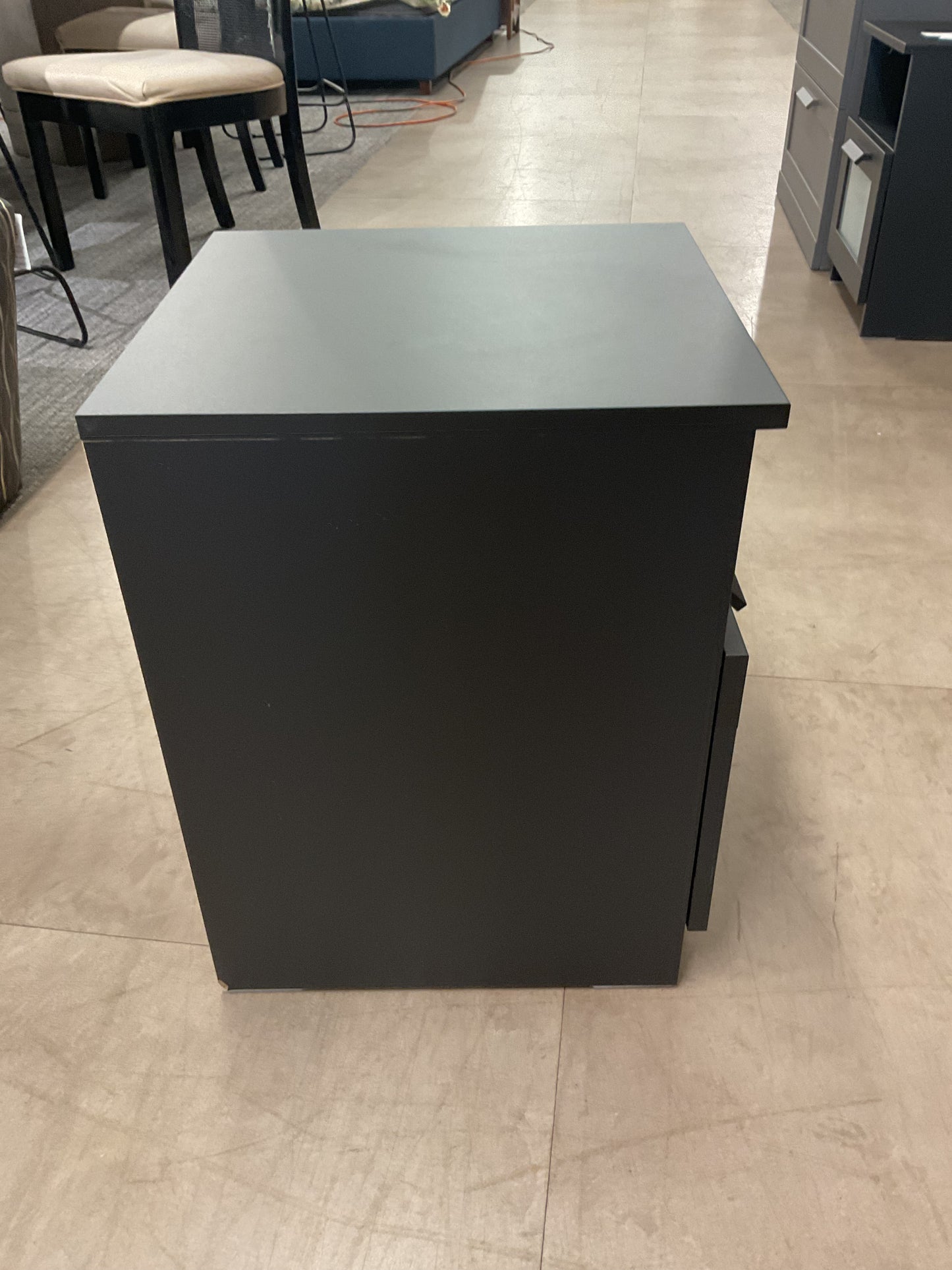 Black Nightstand W/Frosted Glass