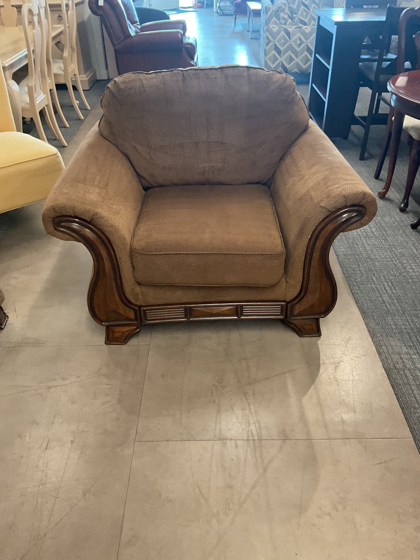 Brown Armchair W/Ottoman