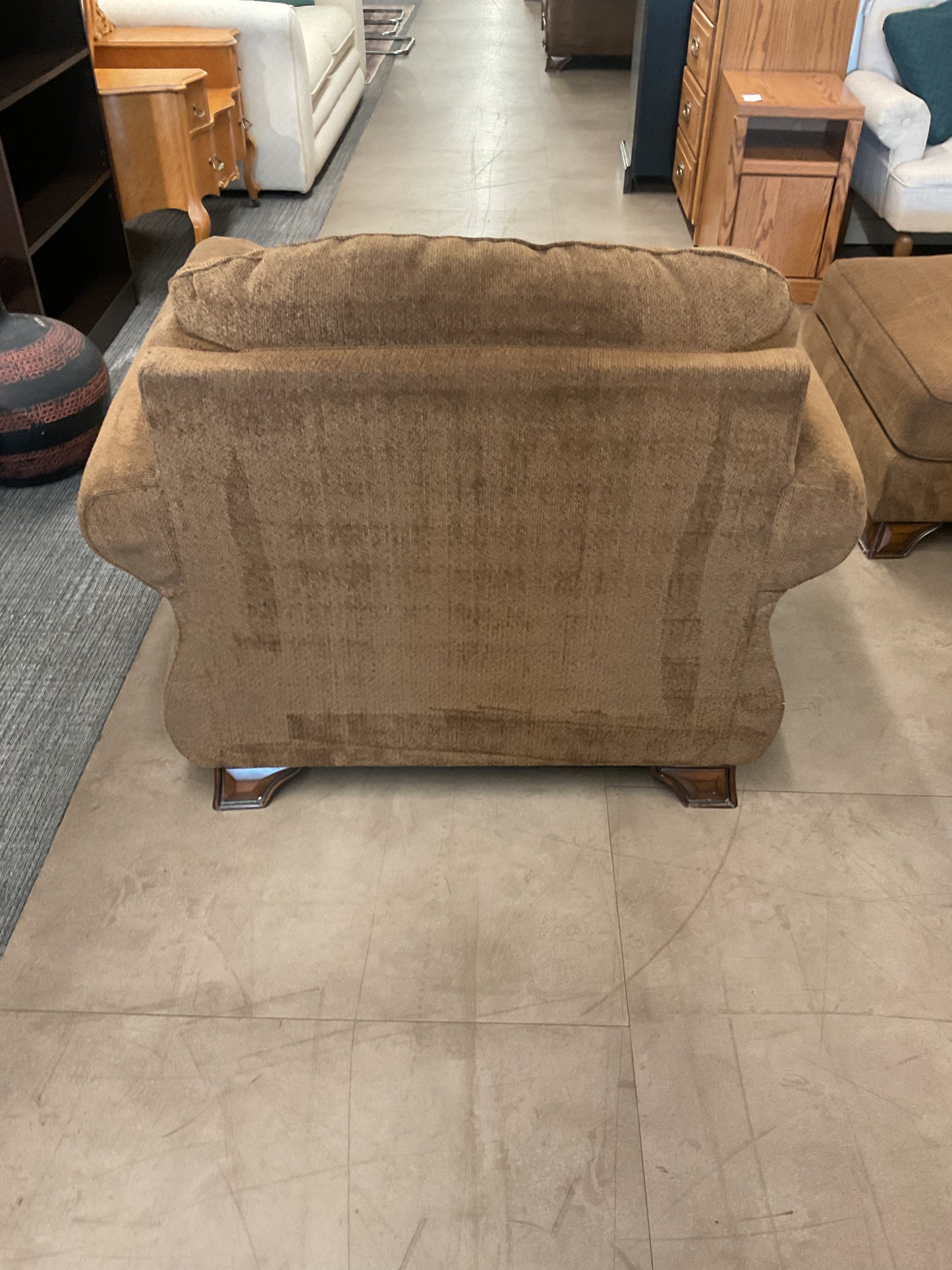 Brown Armchair W/Ottoman