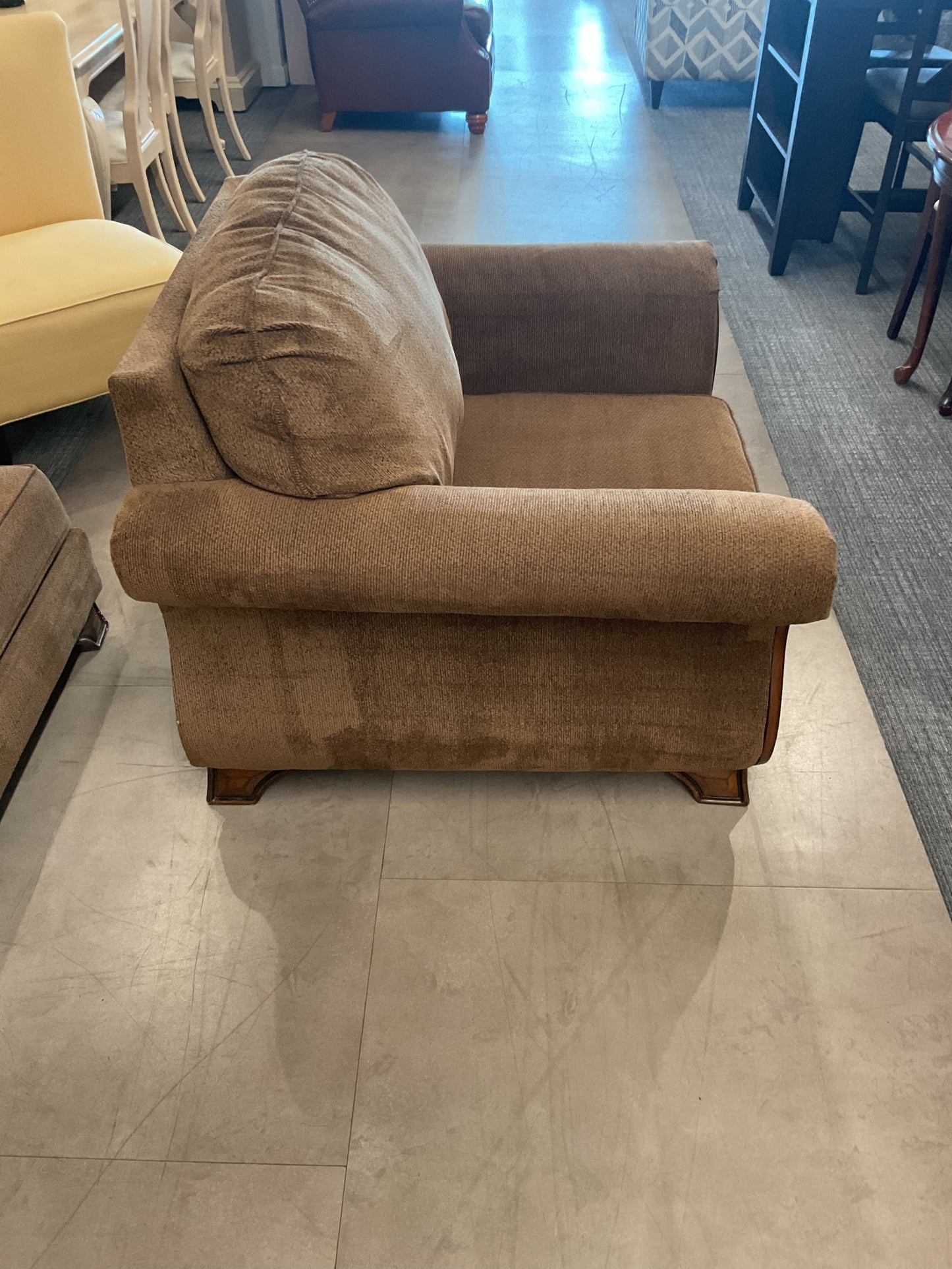 Brown Armchair W/Ottoman