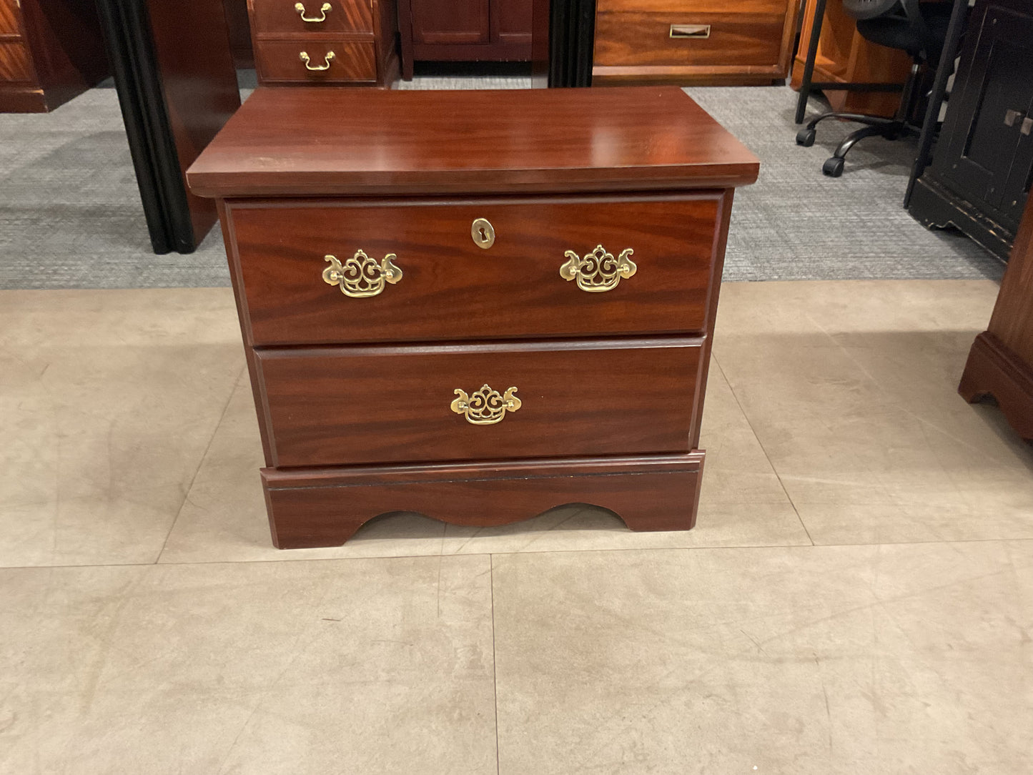 Wood 2 Drawer Nightstand