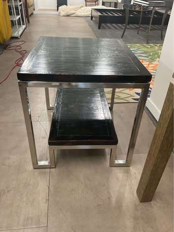 Dark wood metal frame end table