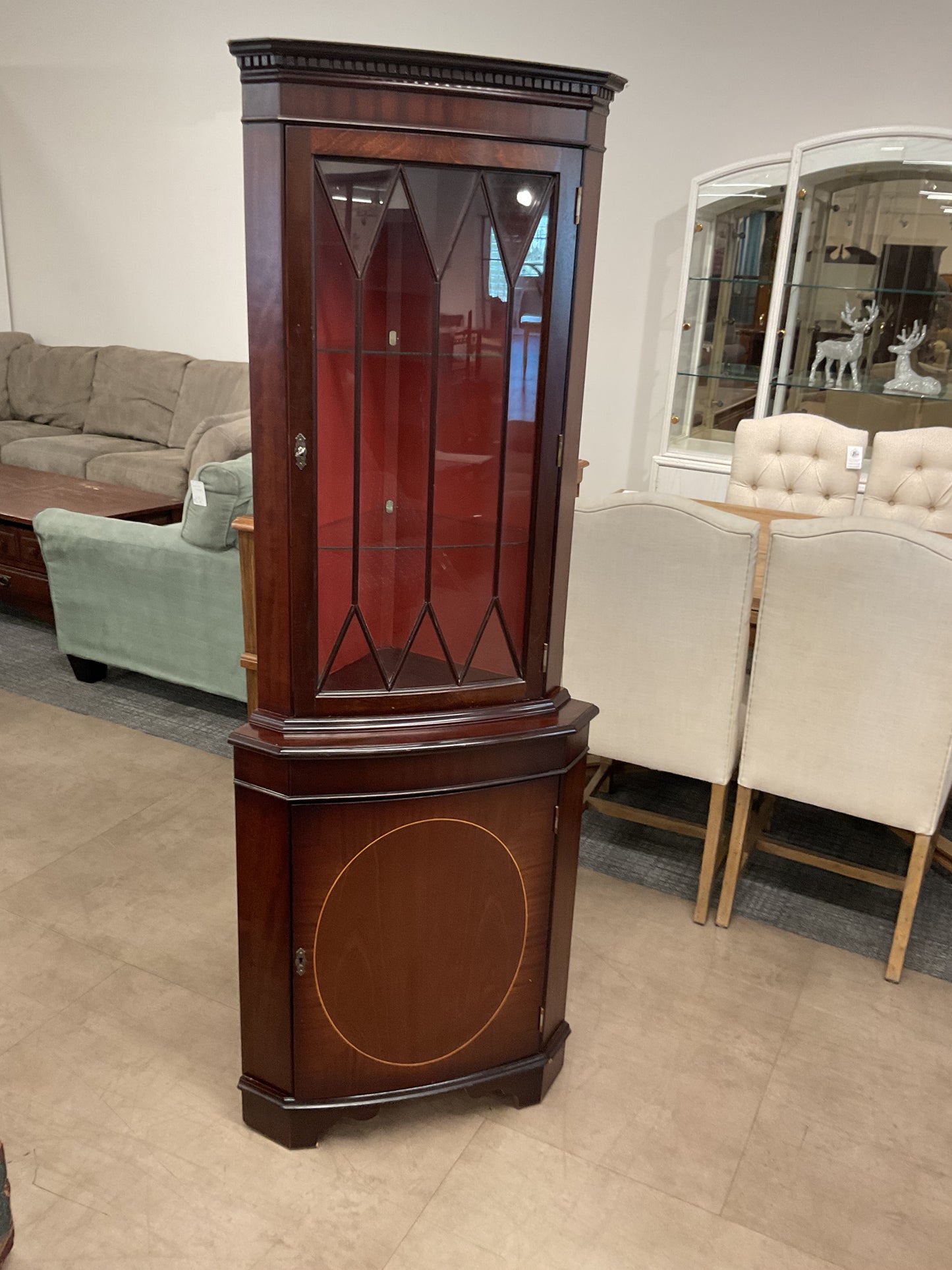 Elegant Dark Wood Corner Cabinet